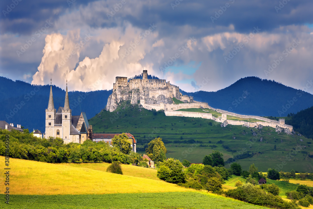 Spis Castle at sunrise, UNESCO heritage in Slovakia