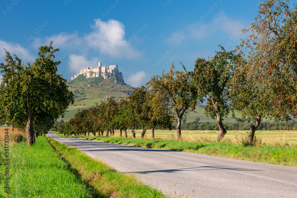 Spis Castle at sunrise, UNESCO heritage in Slovakia