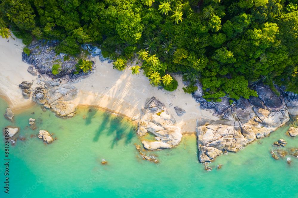 Tropical beautiful seashore and turquoise water in Thailand.