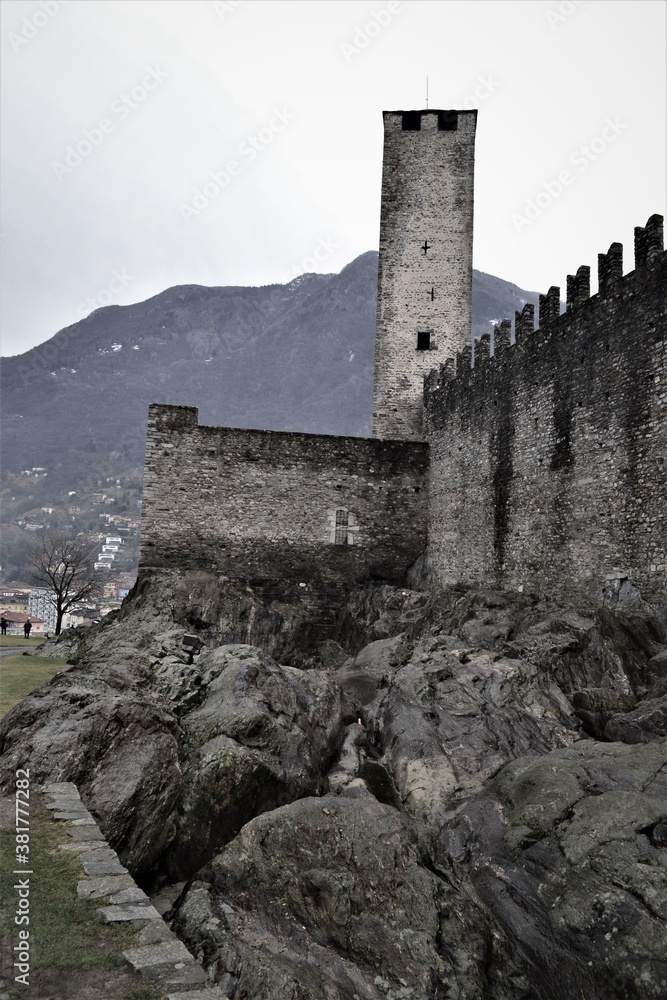 old fortress on the hill in switzerland