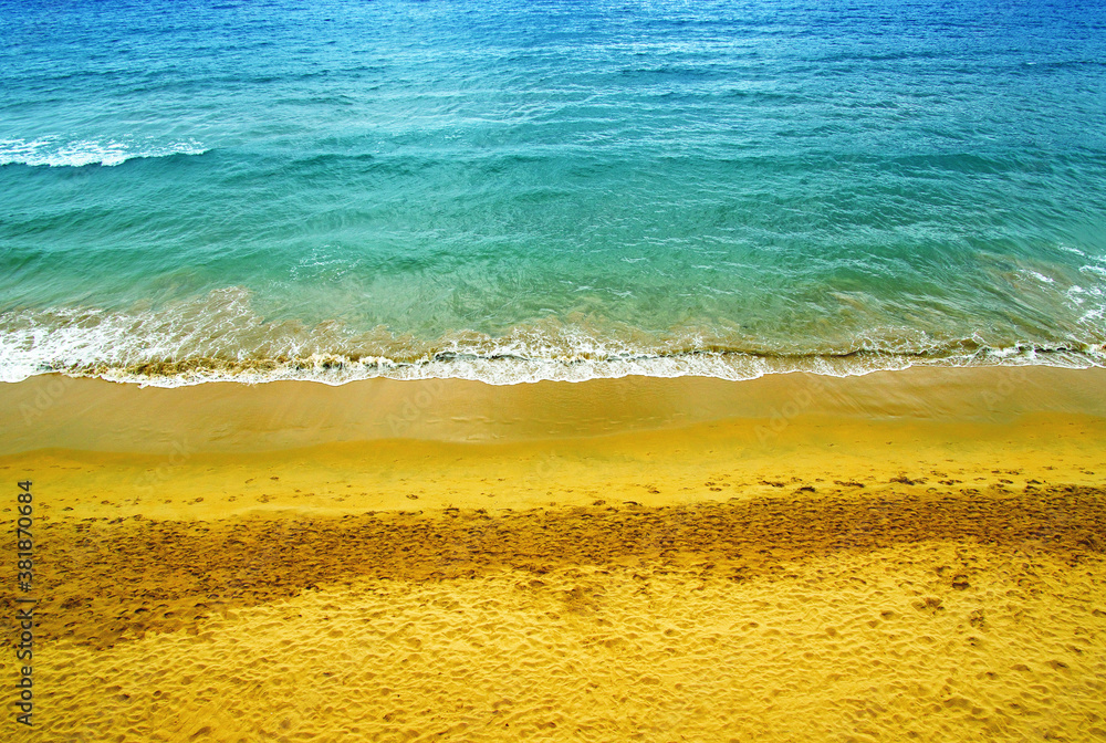 Top view of beautiful sand beach