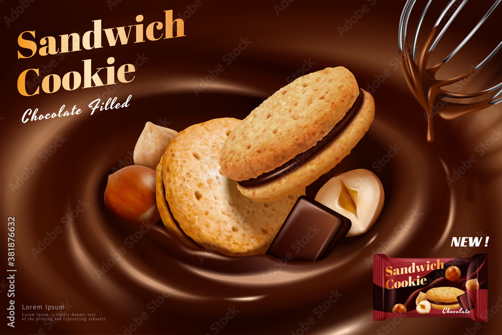 Chocolate sandwich cookie ad