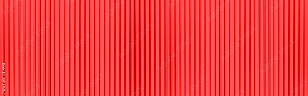 Panorama of Red Corrugated metal background and texture surface or galvanize steel