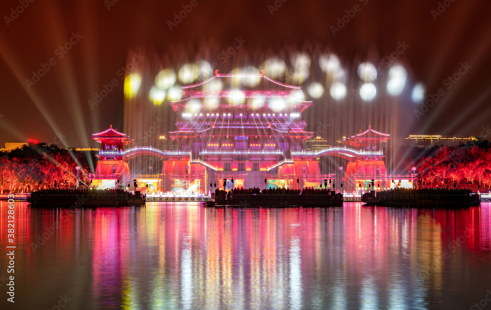 The night view of Ziyun Tower, it is a famous ancient building in Xian, China.