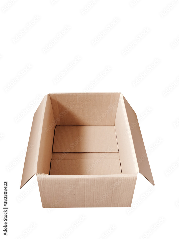 Cardboard box separated on white