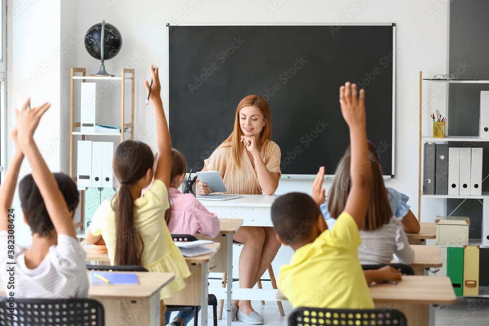 Teacher conducting lesson in classroom