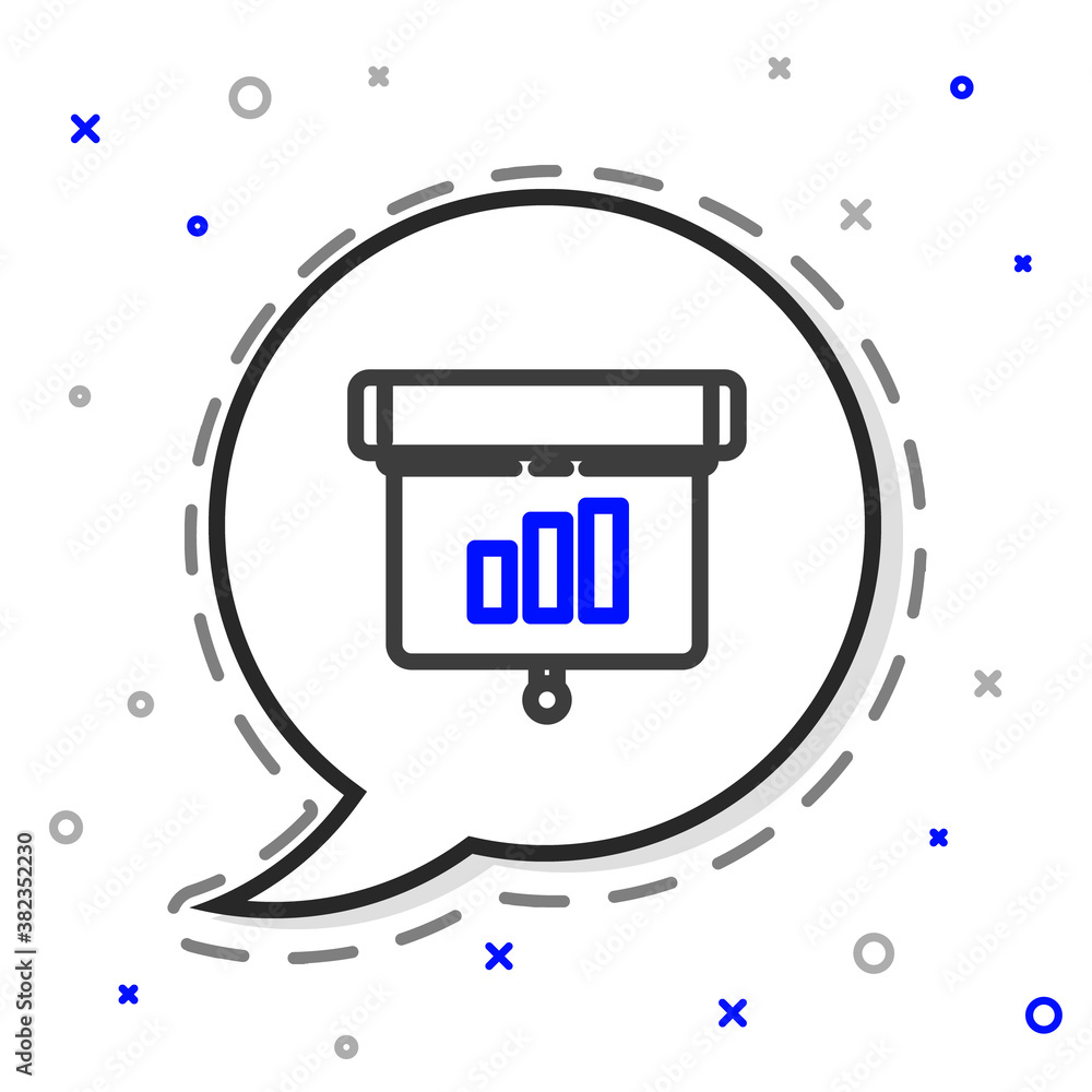 Line Presentation financial business board with graph, schedule, chart, diagram, infographic, pie gr