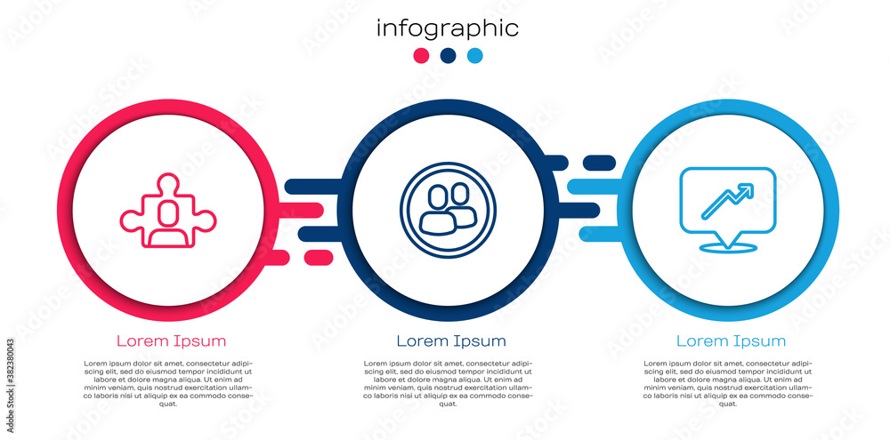 Set line Project team base, and Graph, schedule, chart. Business infographic template. Vector.