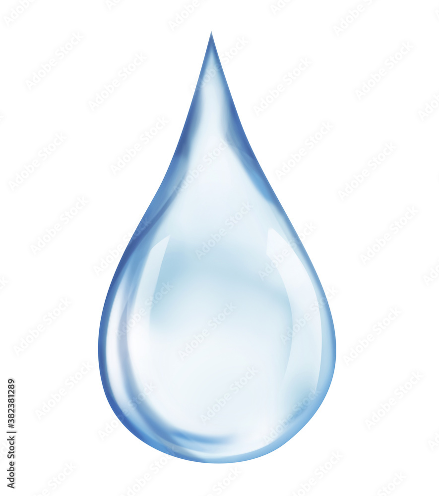 Blue water drop illustration on white background