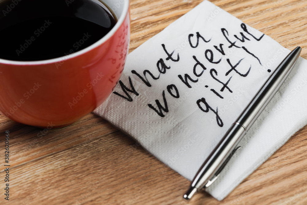 Romantic message written on napkin