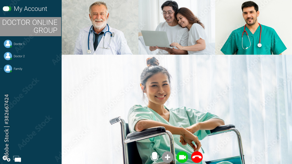 Doctor and patient talking on video call for telemedicine service . Online health care application i