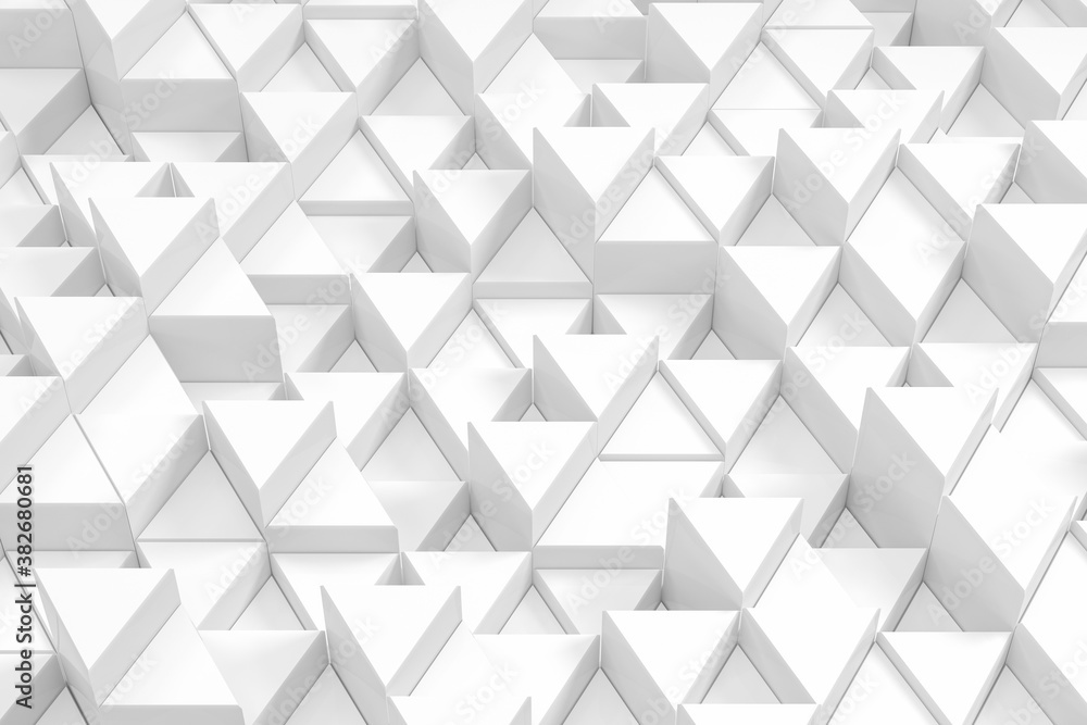 Repeating triangle cubes background, 3d rendering.