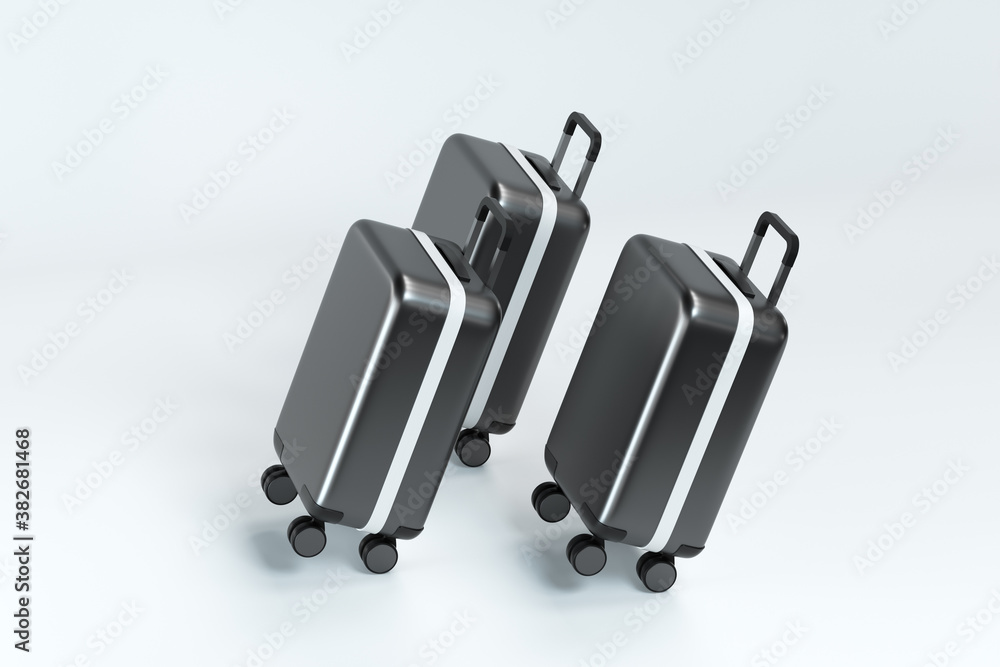 Luggage with white background, 3d rendering.