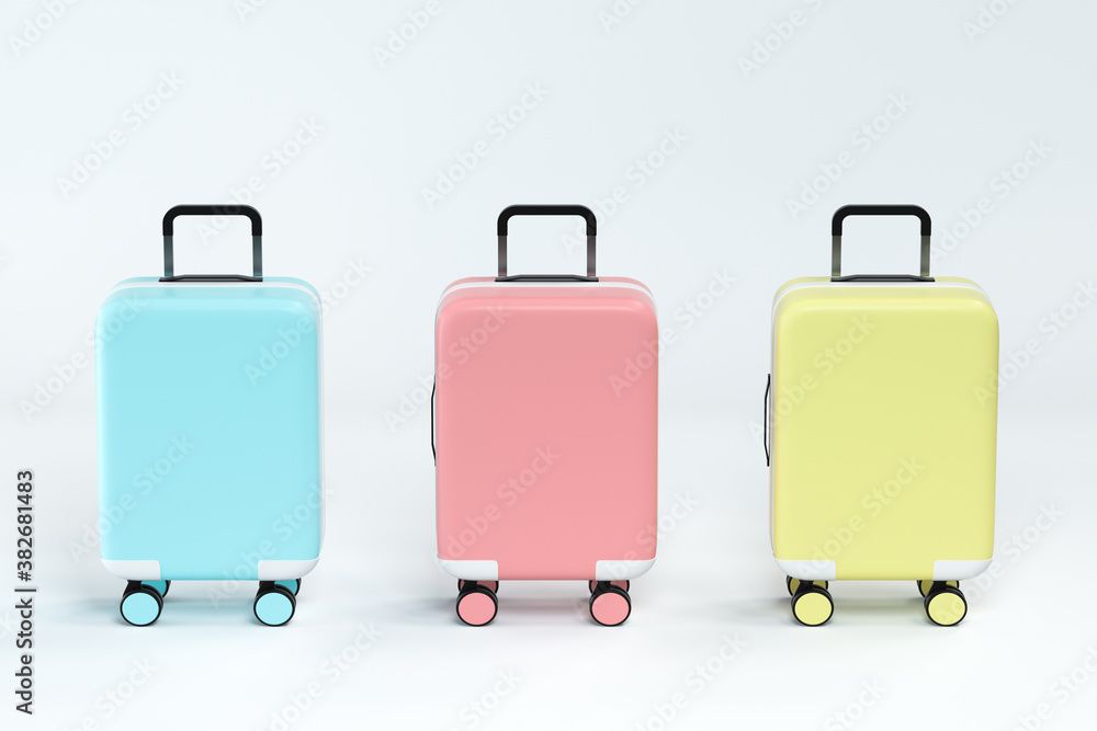 Luggage with white background, 3d rendering.