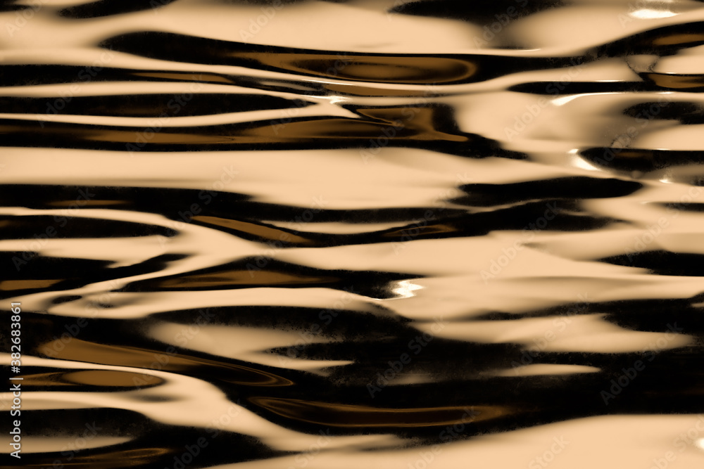 Flowing ripple pattern, golden background, 3d rendering.