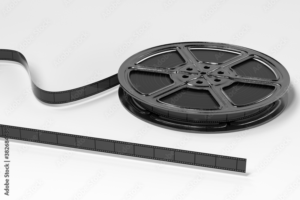 Film tapes with white background, 3d rendering.