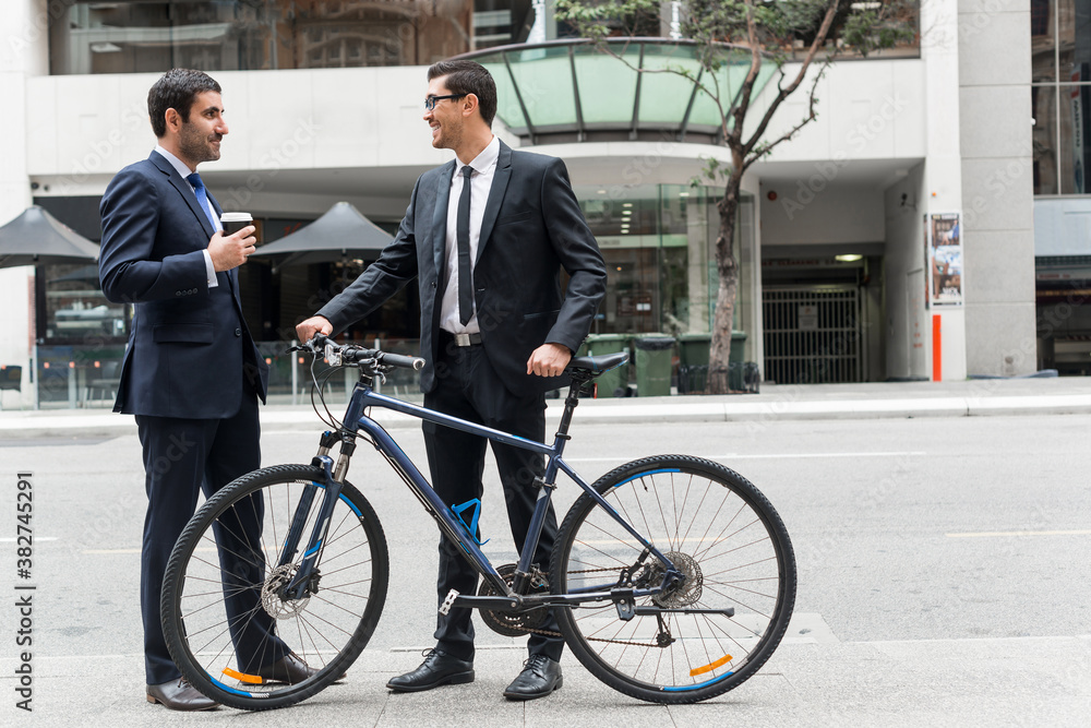 Two businessmen having walk