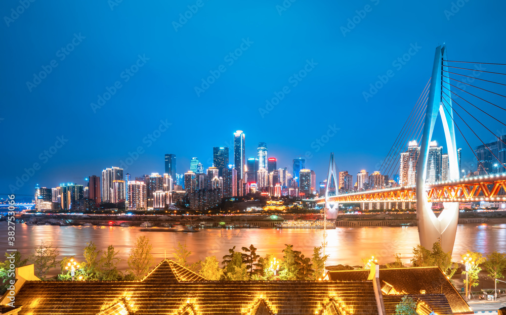 Chongqing night view and architectural landscape skyline