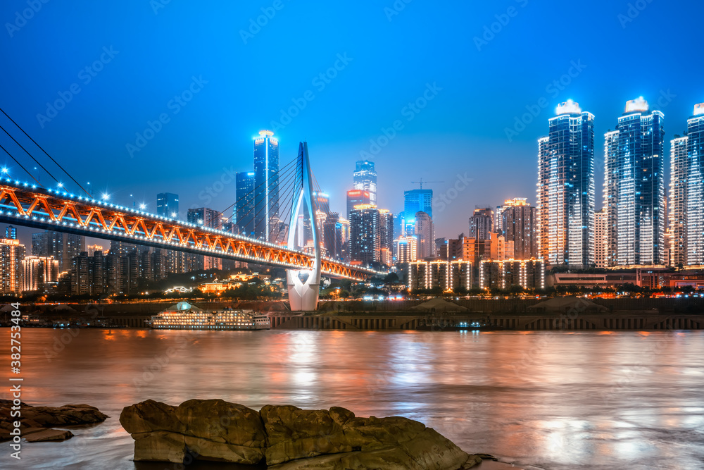 Chongqing night view and architectural landscape skyline