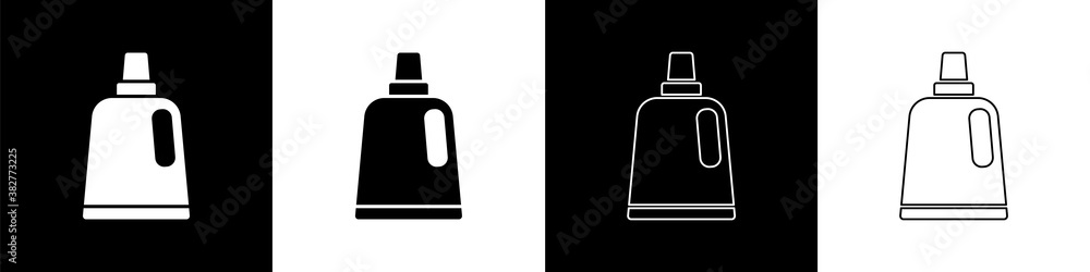 Set Plastic bottle for laundry detergent, bleach, dishwashing liquid or another cleaning agent icon 