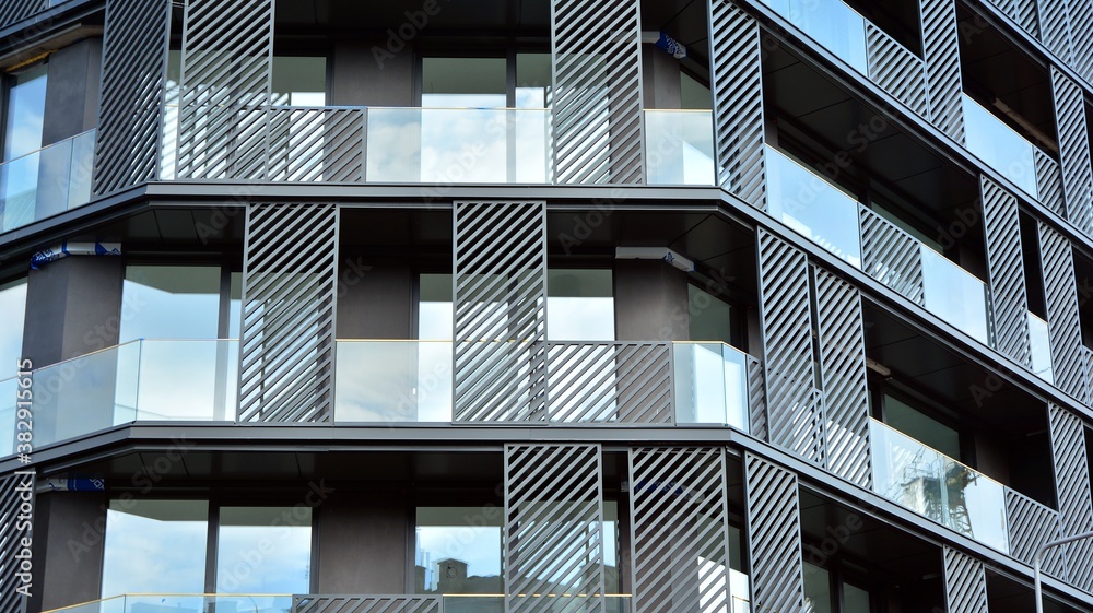 Estate property and condo architecture. Fragment of modern residential flat with apartment building 