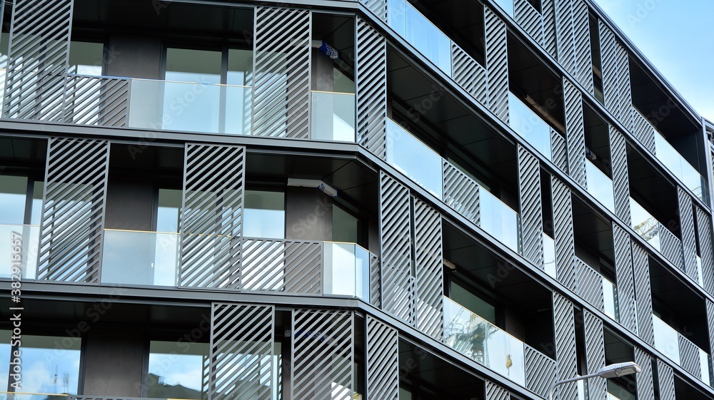 Estate property and condo architecture. Fragment of modern residential flat with apartment building 