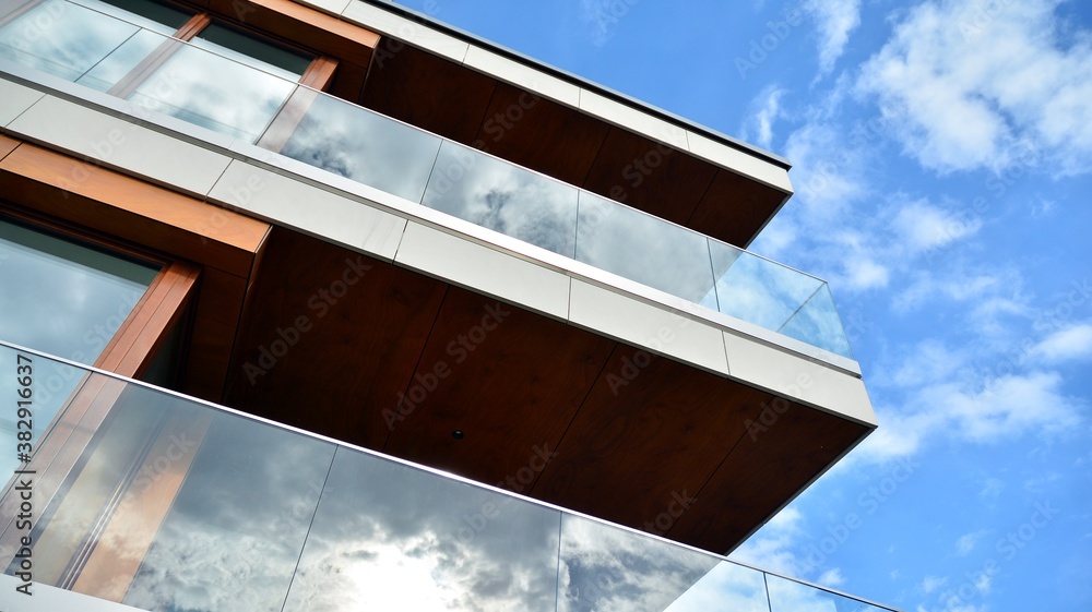 Estate property and condo architecture. Fragment of modern residential flat with apartment building 