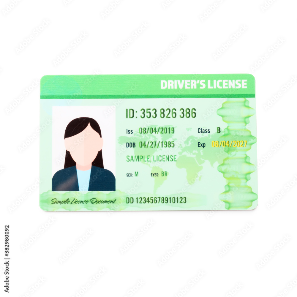 Driving license on white background