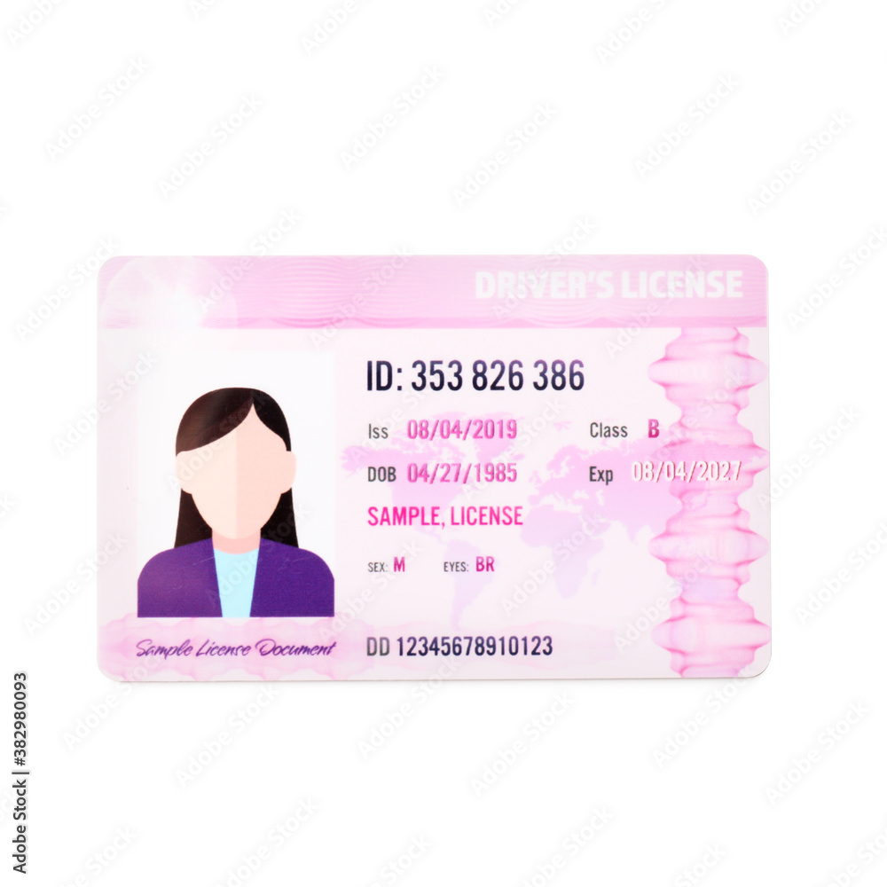 Driving license on white background