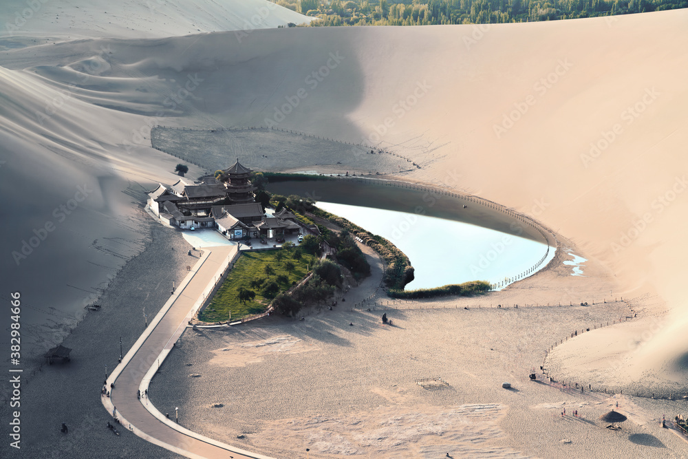 The Yueya Spring in the Mingsha Desert.