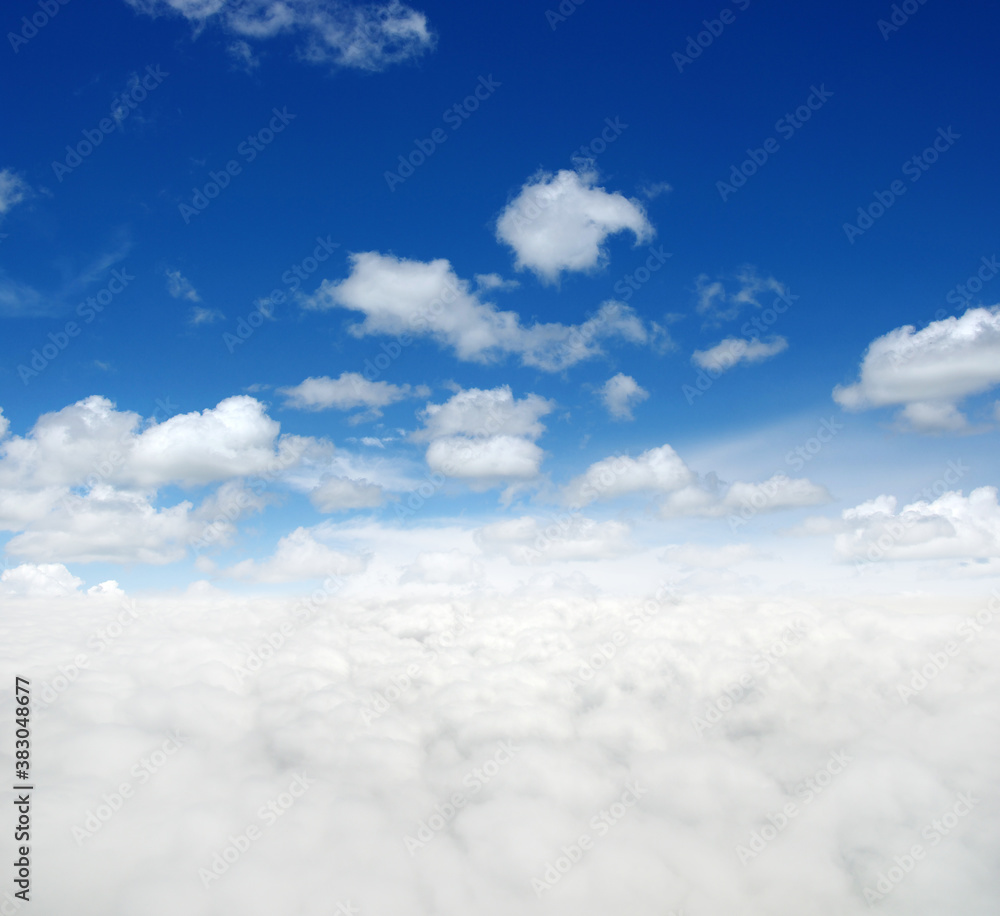 White clouds airplane flying