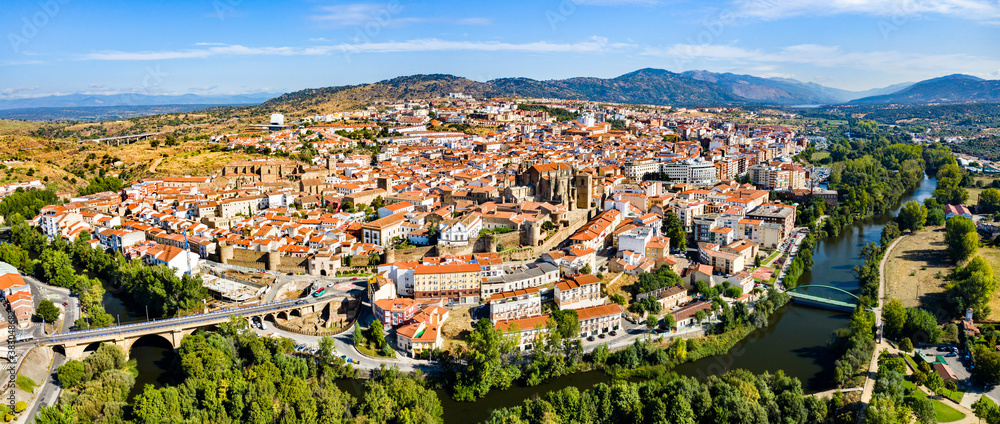 Aerial panorama of Plasencia in the province of Caceres, Extremadura, Western Spain