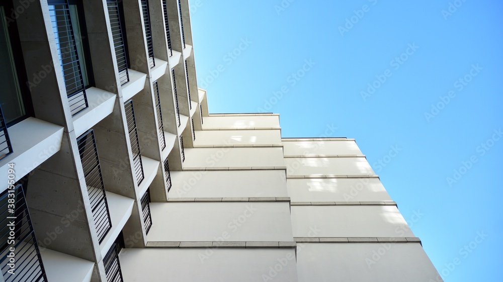 Estate property and condo architecture. Fragment of modern residential flat with apartment building 