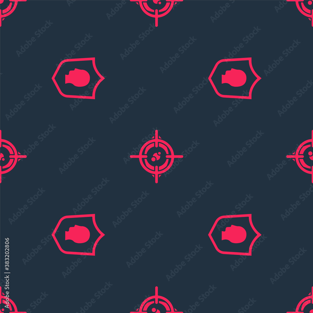 Set User protection and Eye scan on seamless pattern. Vector.