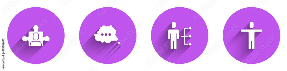 Set Project team base, Speech bubble chat, User of man in business suit and Head hunting icon with l