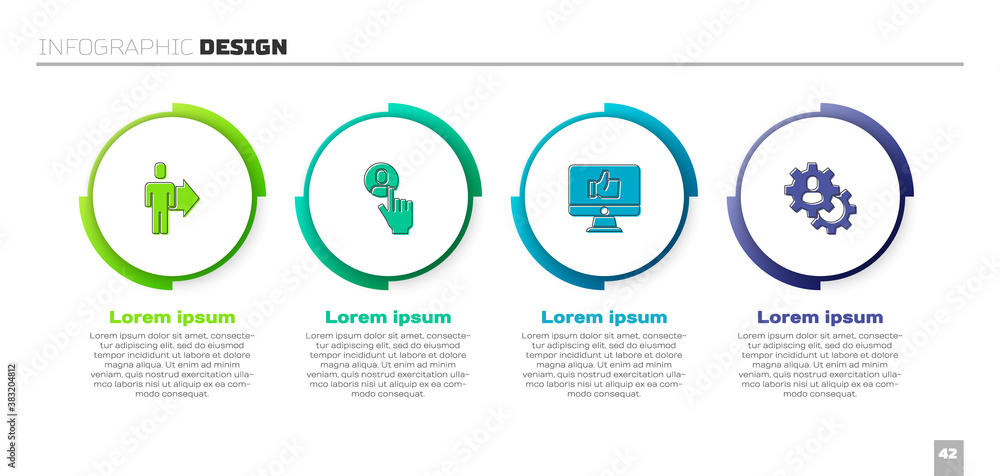 Set Team leader, Head hunting, Hand like and . Business infographic template. Vector.