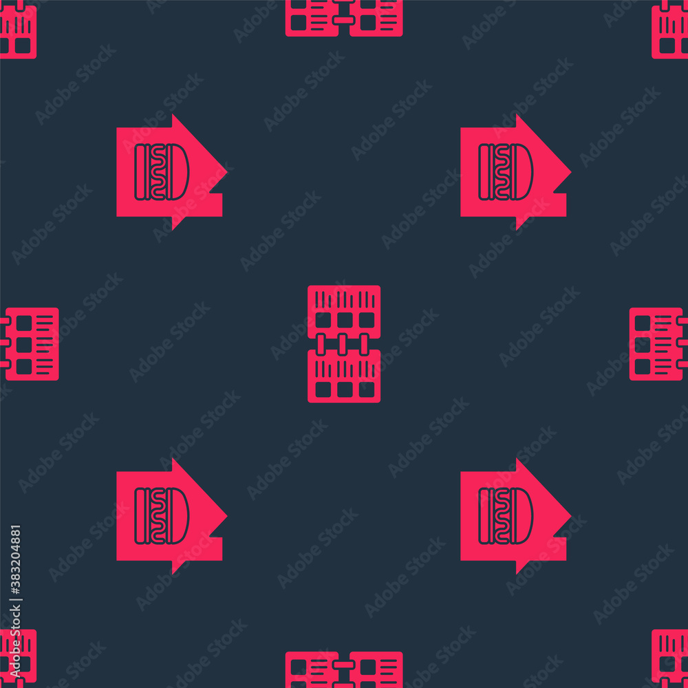 Set Online ordering and delivery and Restaurant cafe menu on seamless pattern. Vector.