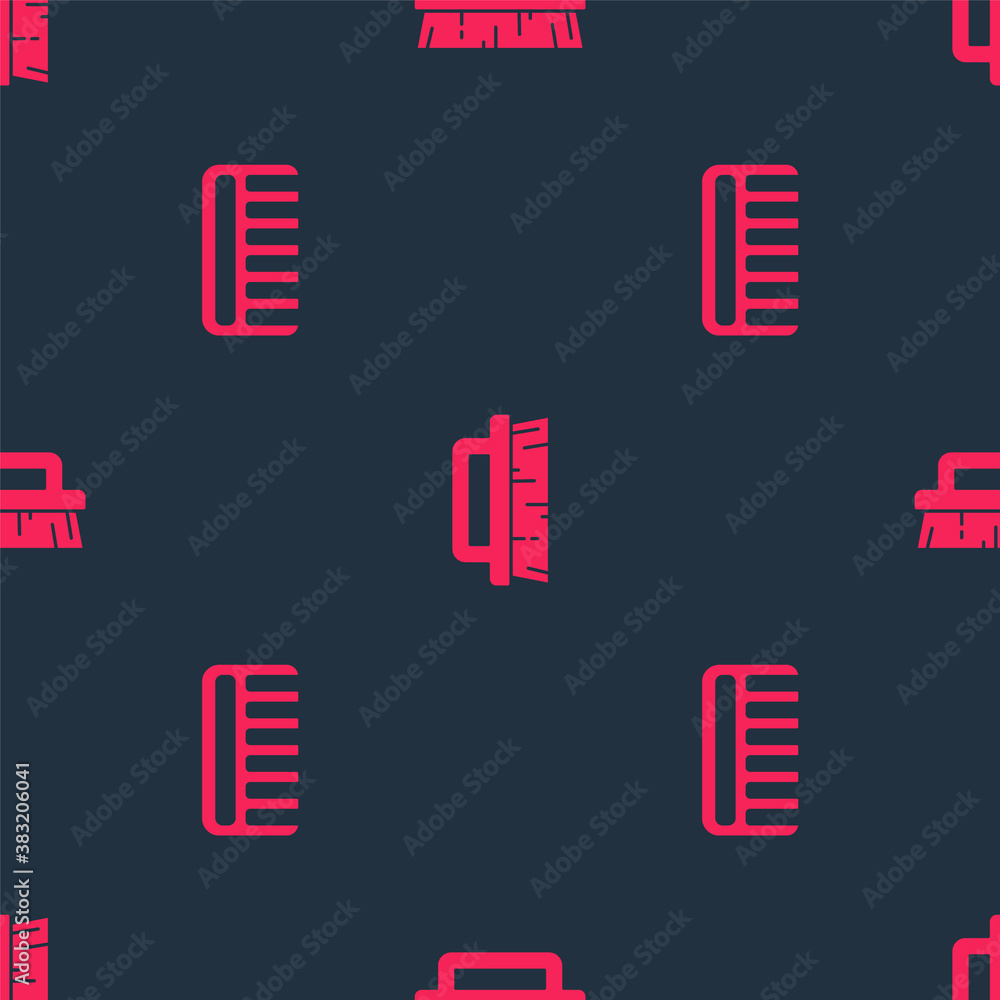 Set Hairbrush and Brush for cleaning on seamless pattern. Vector.