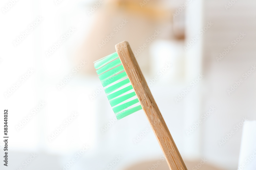 Tooth brush in bathroom, closeup