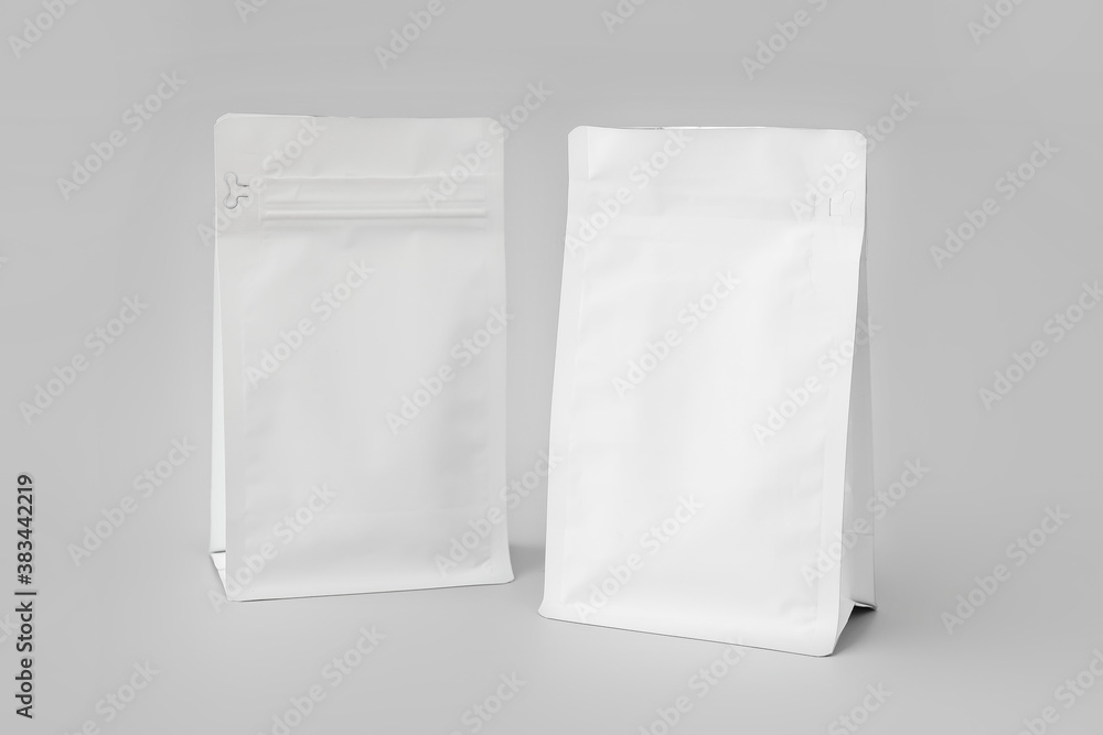 Blank bags on grey background