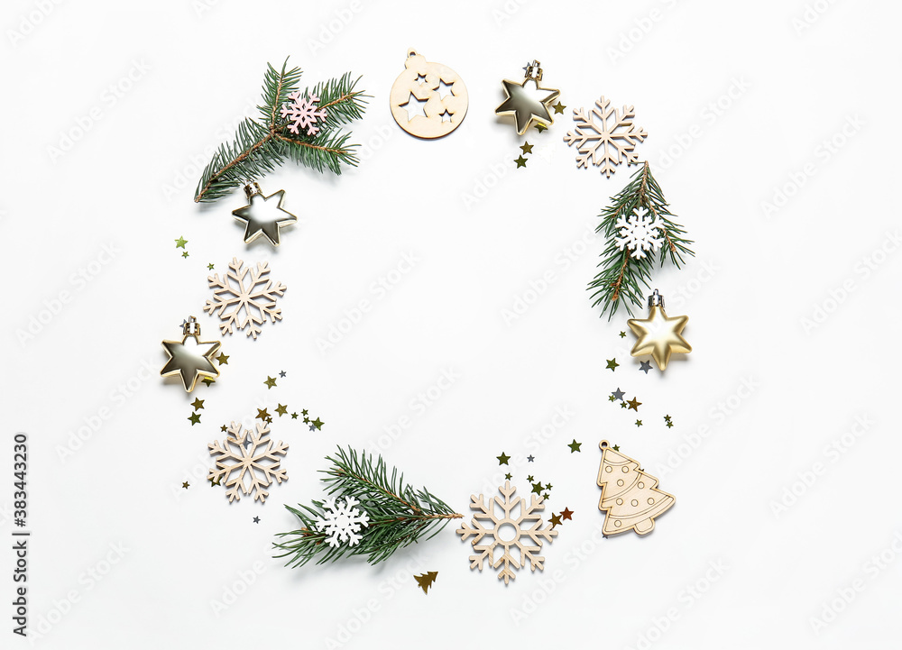 Beautiful New Year composition on white background