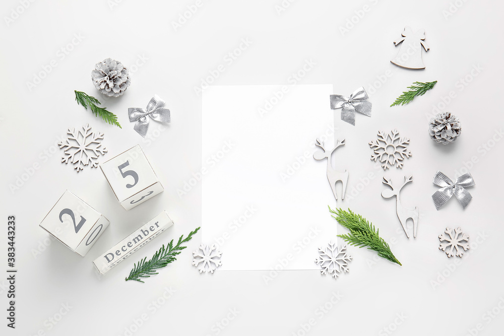 Beautiful New Year composition on white background