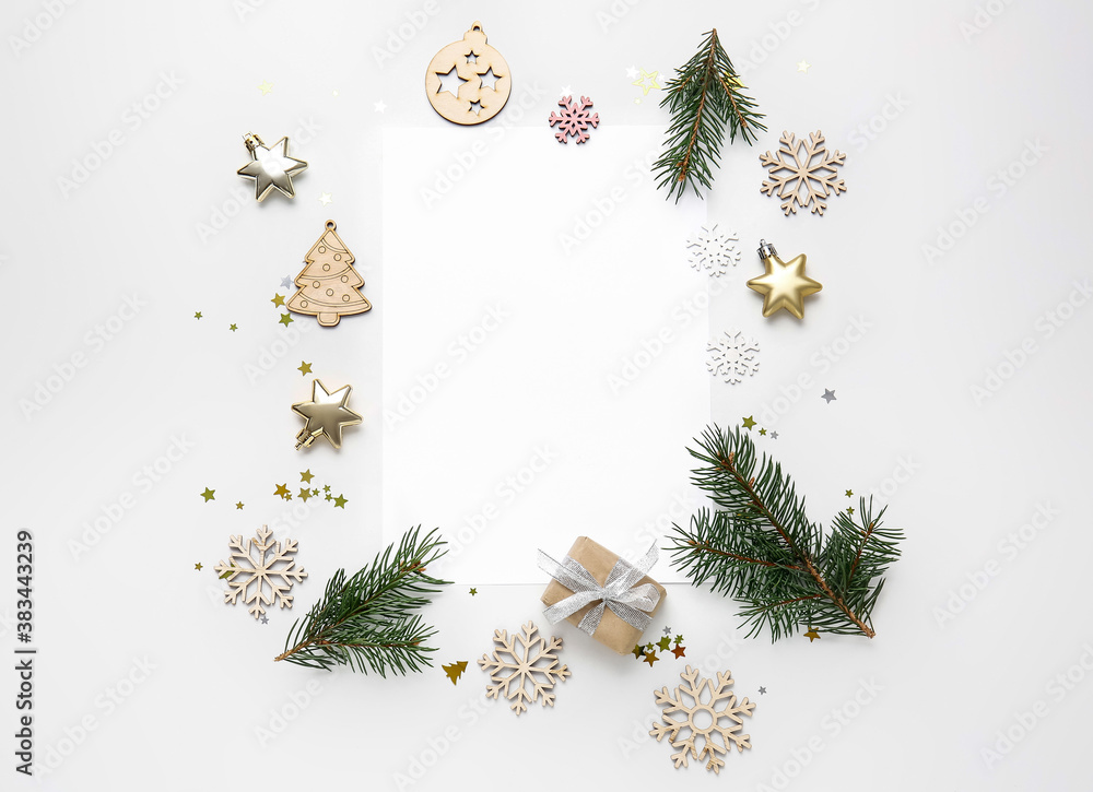 Beautiful New Year composition on white background