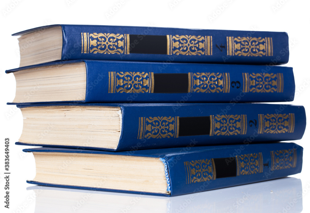 Books. Stack of old books on white background