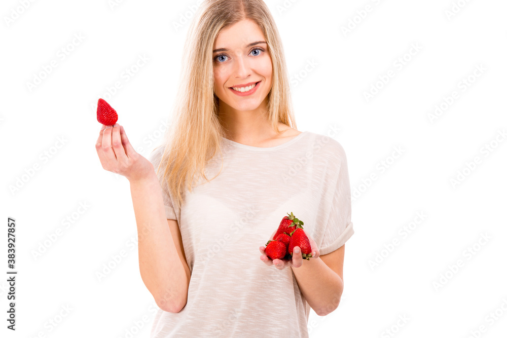 Beautiful woman with strawberries