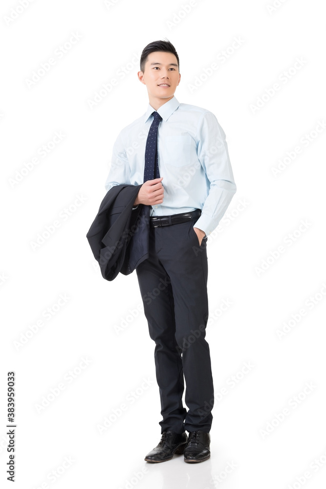 Young Asian businessman hold coat