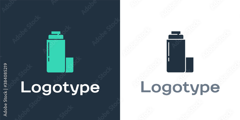 白色背景上隔离的标志型保温瓶容器图标。保温瓶图标。露营和徒步旅行