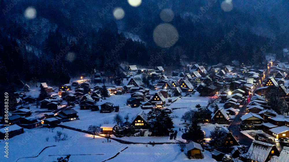 日本岐阜县中部白川村，冬季的传统和历史日本村庄白川村