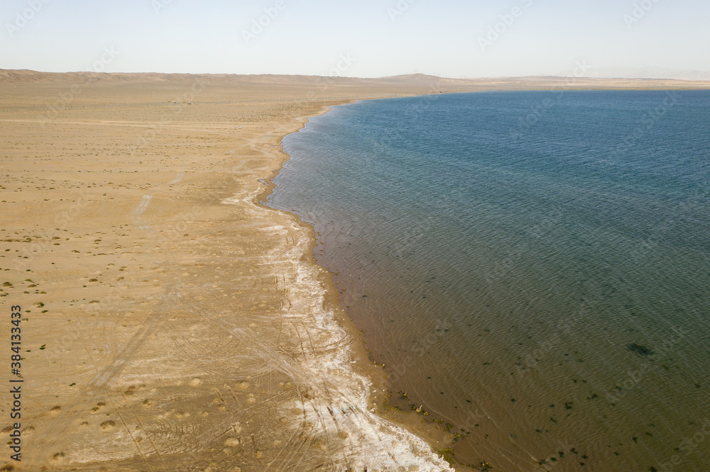 Landscape by the lake, soil and the lake edge.