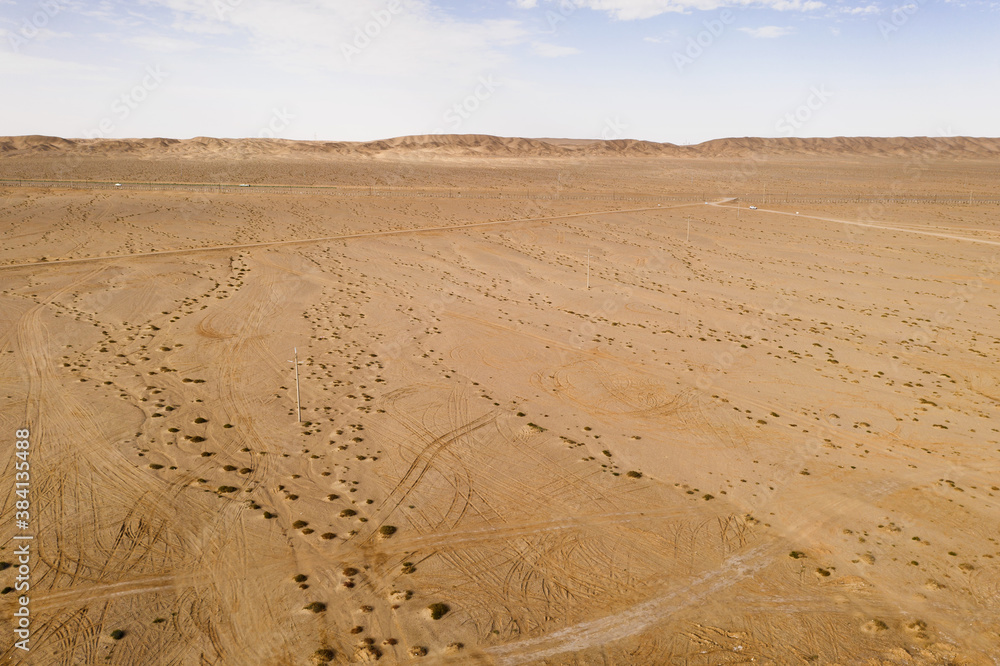 The dry land, vast flat land in Qinghai, China.